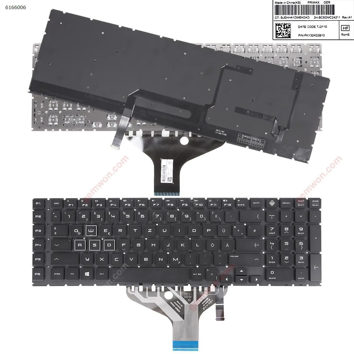 Picture of HP Omen 17-CB 17-CB0002CA 17-CB0020NR 17-CB0040NR 17-CB0050NR 17-CB0070NR TPN-C144 17-CB0080NR L BLACK（Without FRAME,White Printing,Full Colorful Backlit）