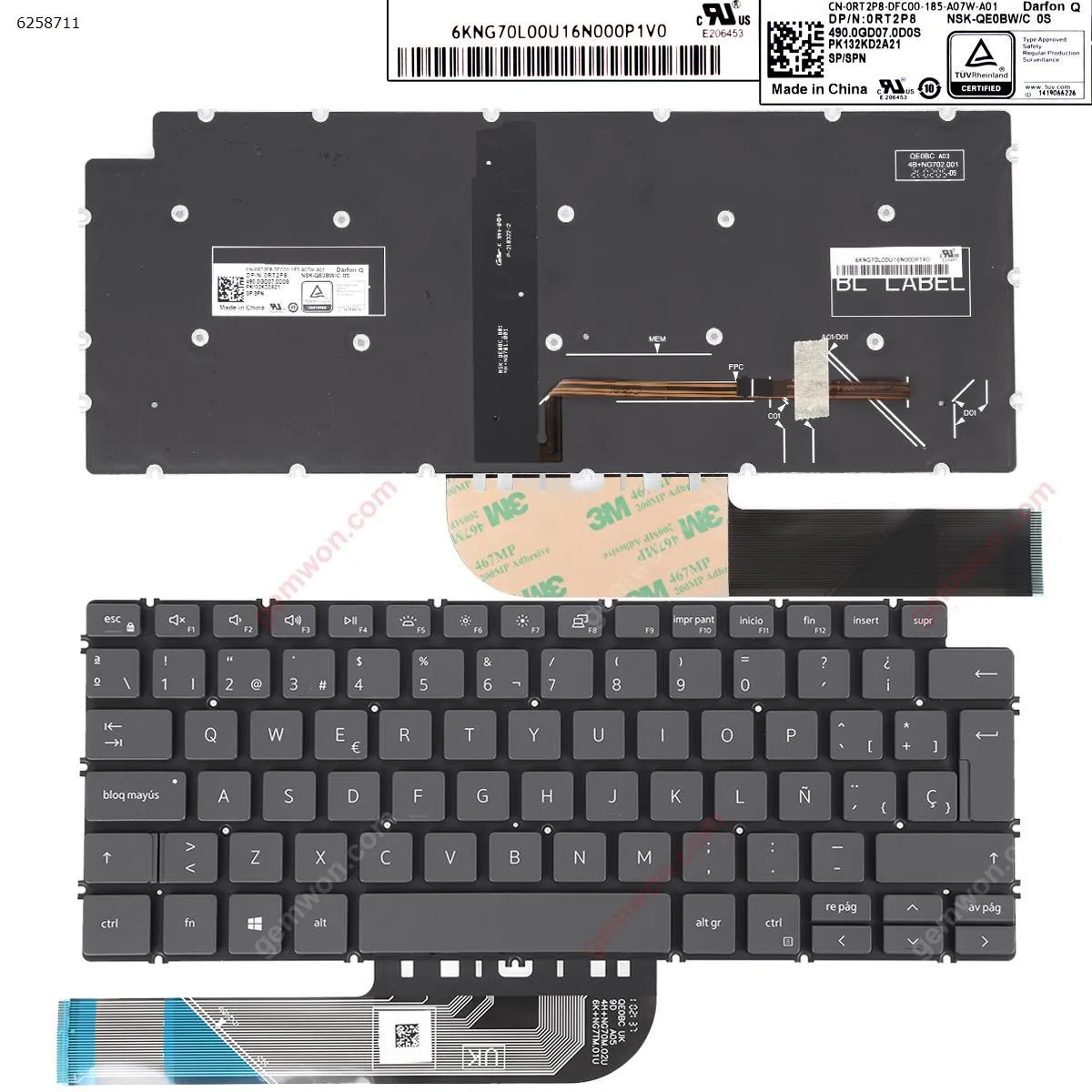 Picture of Dell Inspiron 13 5390 5391 7391 14 5493 5498 7490 7491 GRAY ( Without FARME ,Backlit)