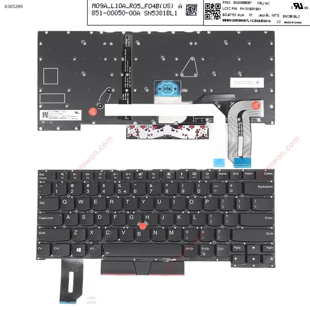 Picture of IBM Thinkpad T490s T495s BLACK (Backlit,With Point,Without Frame)