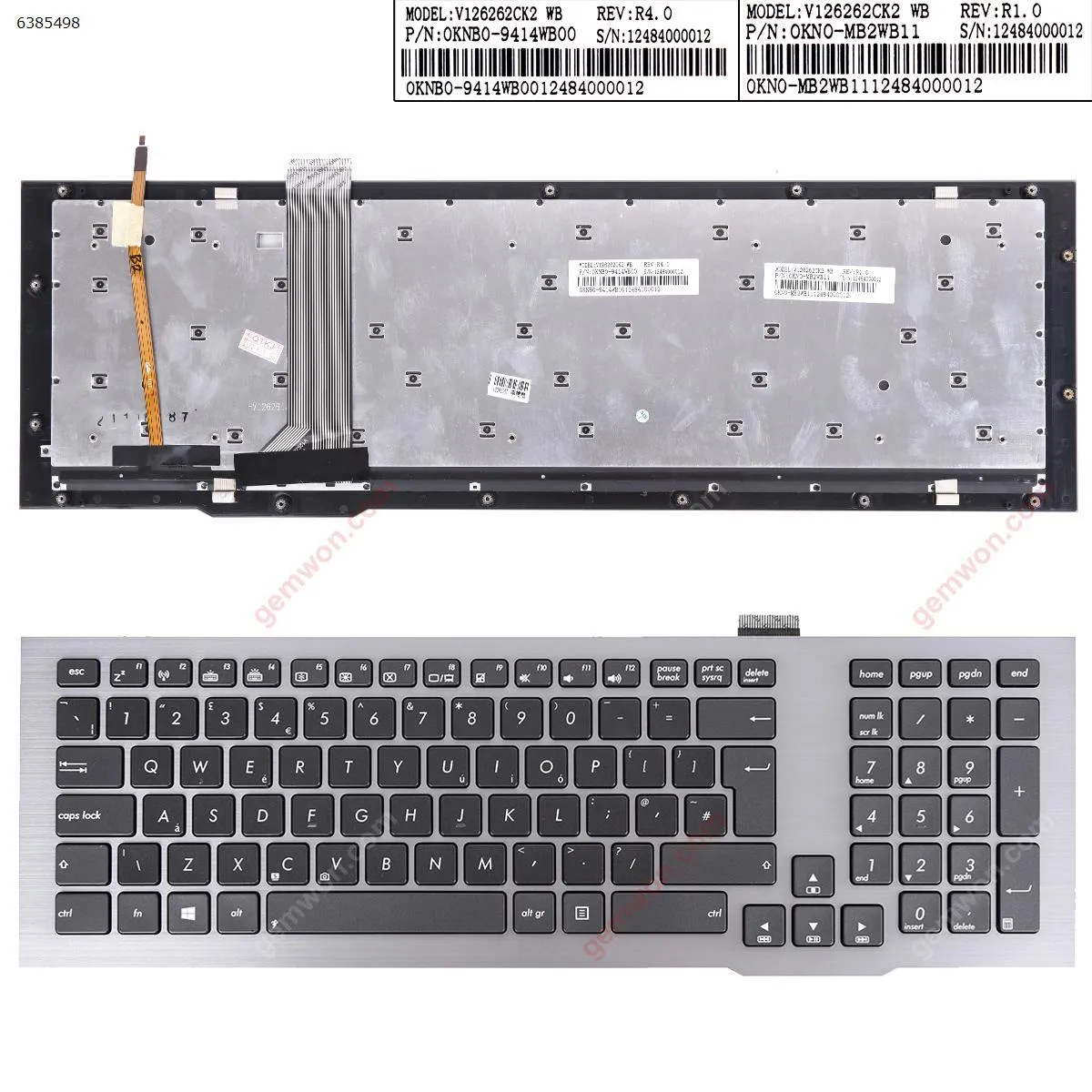 Picture of Asus G75V G75VX G75VW G75VW-BBK5 V126262BK1 GRAY FRAME BLACK（Backlit）