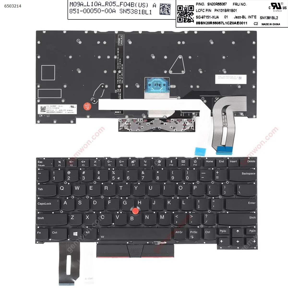 Picture of IBM Thinkpad T490s T495s BLACK (Backlit,With Point,Without Frame)