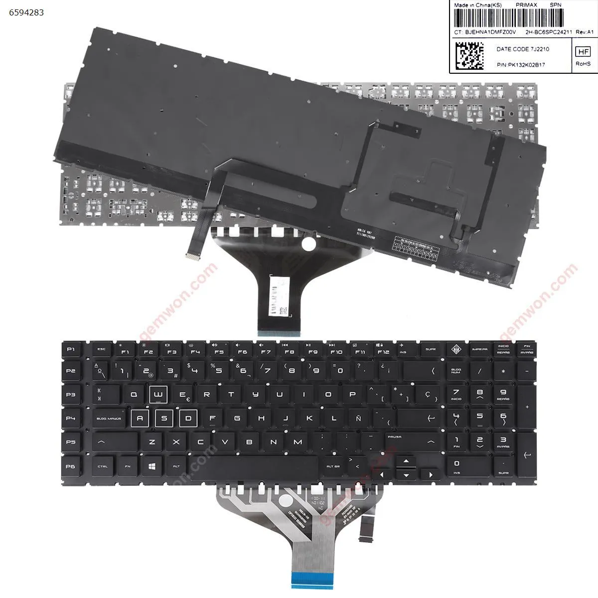 Picture of HP Omen 17-CB 17-CB0002CA 17-CB0020NR 17-CB0040NR 17-CB0050NR 17-CB0070NR TPN-C144 17-CB0080NR L BLACK（Without FRAME,White Printing,Full Colorful Backlit）