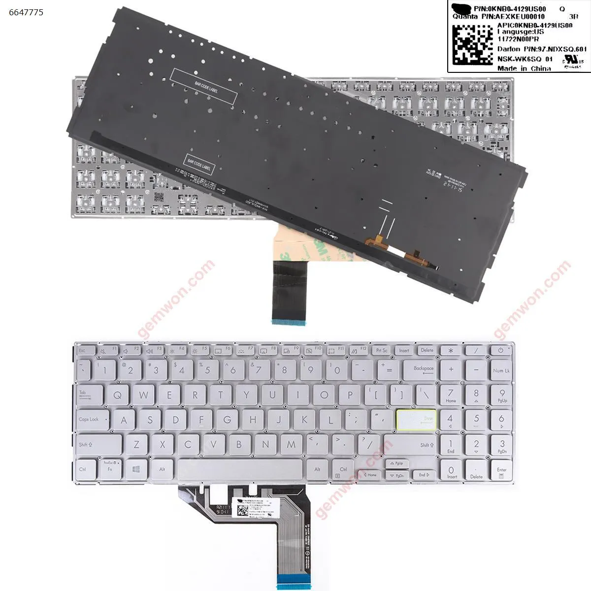 Picture of ASUS Vivobook X513 Q 15 s533  m513 m5600ia e510 SILVER (Backlit Win8)