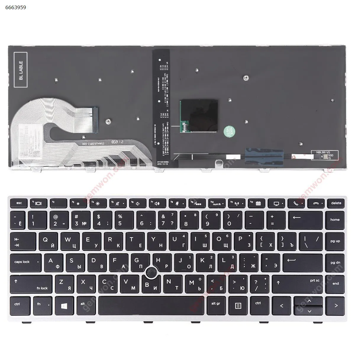 Picture of HP EliteBook 840 G5 846 G5 840 G6 SILVER FRAME BLACK （Backlit ，With Point Stick,Win8）OEM