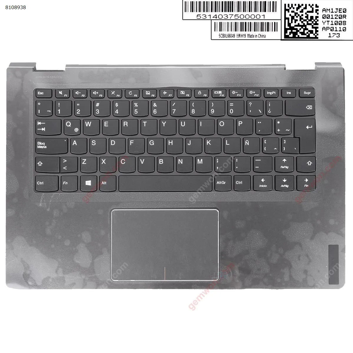 Picture of  Lenovo Ideapad Yoga 510-14IKB 510-14ISK 510-14AST Flex 4-1470 palmres with LA keyboard case Upper cover BLACK.