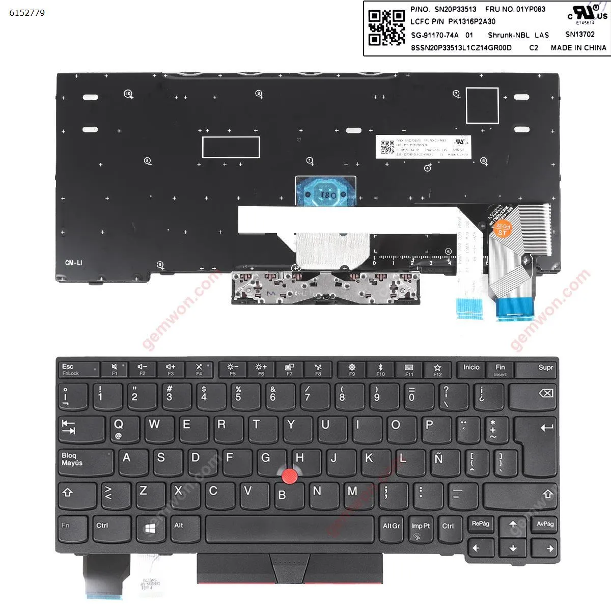 Picture of IBM Thinkpad x280 a285 x395 BLACK FRAME BLACK( With Point，For Win8) OEM