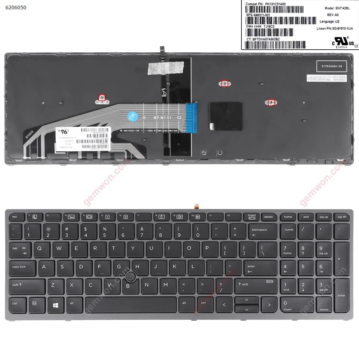Picture of HP Zbook 15 G3 17 G3 GRAY  FRAME BLACK(Backlit,With point,For Win8)