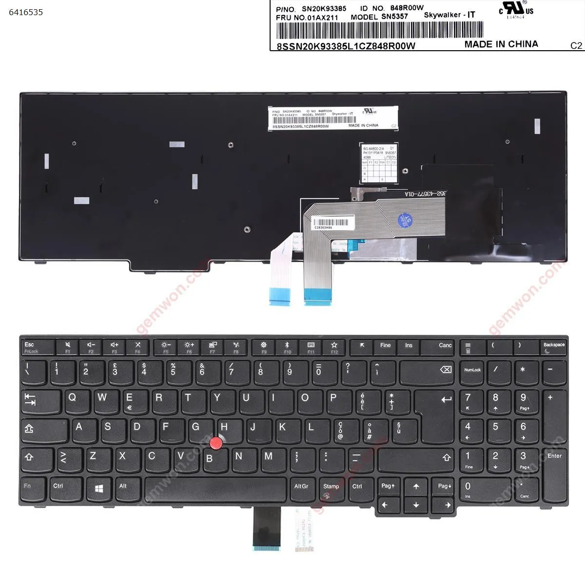 Picture of Thinkpad E570 E575 BLACK FRAME BLACK(With Point stick,Win8 )OEM