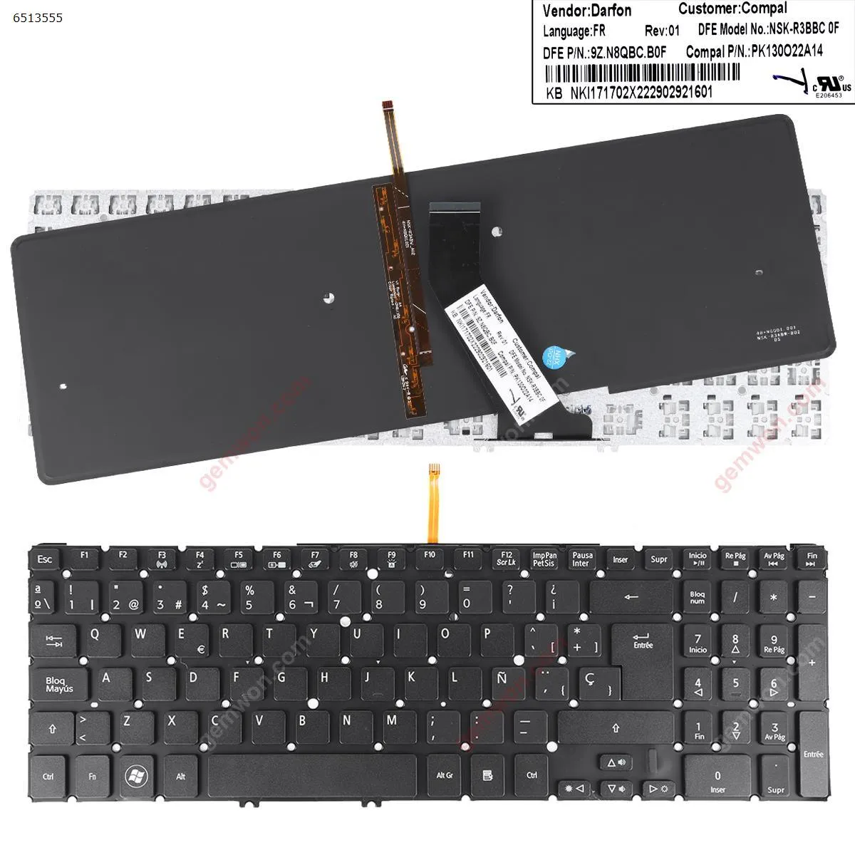 Picture of ACER M5-581T M5-581G V5-571 V5-531 BLACK(with Backlit board,For Win8)