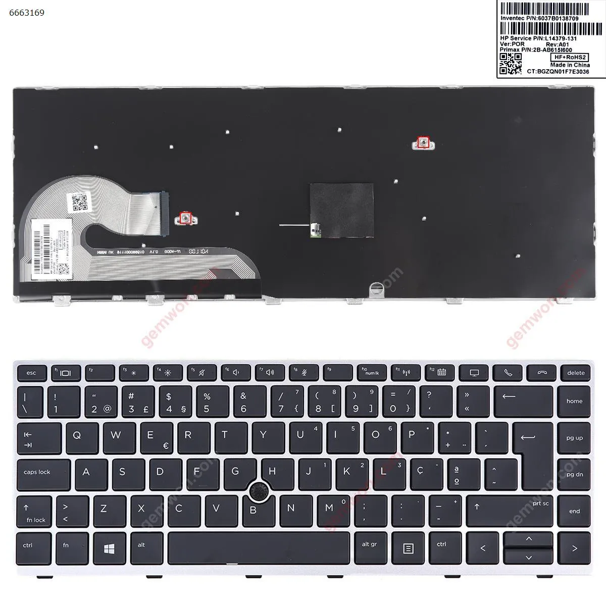 Picture of HP EliteBook 840 G5 846 G5 840 G6 SILVER FRAME BLACK （With Point Stick,Win8）OEM