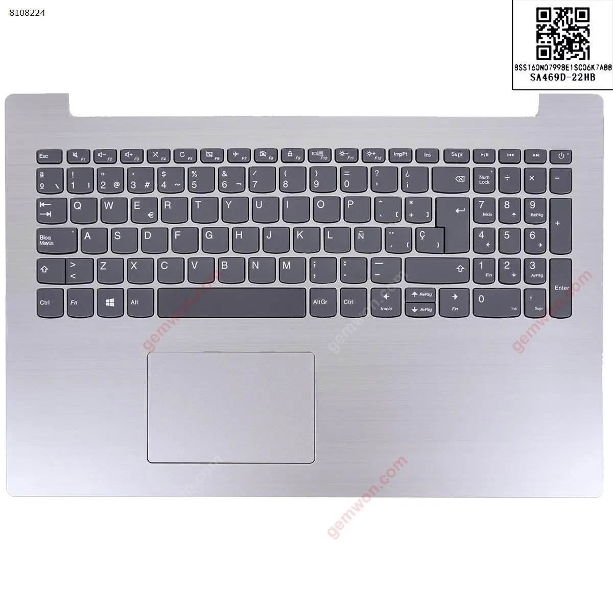 Picture of Lenovo Ideapad 320-15Iap 15Ikb  palmres with SP keyboard case Upper cover silver.