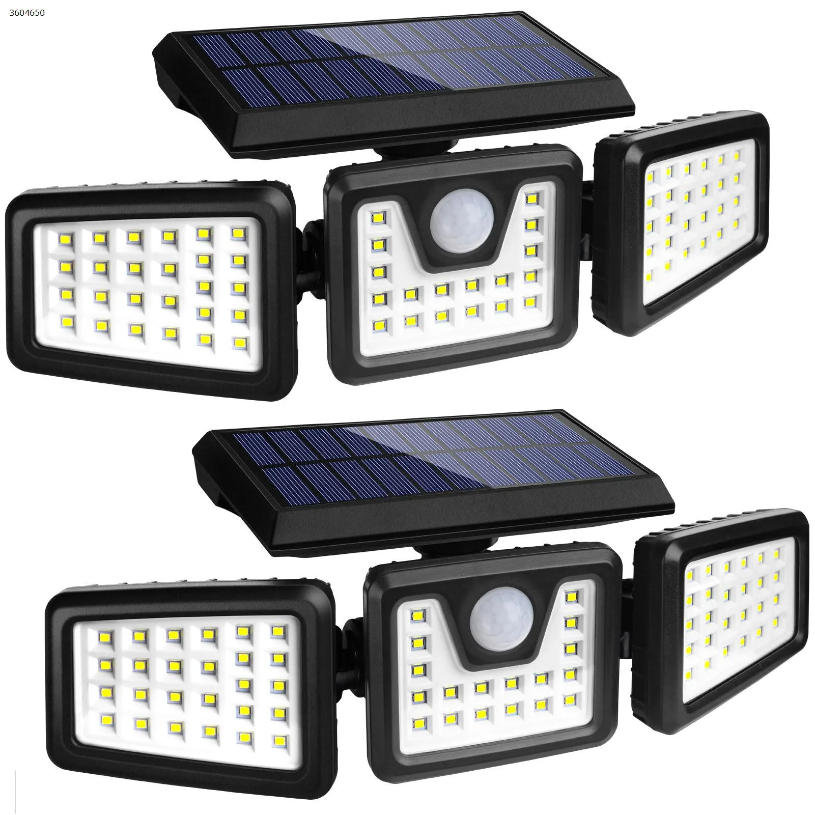 Picture of KIBTOY LED three-head rotatable outdoor waterproof human body induction courtyard solar wall lamp（70LED）two packs) 