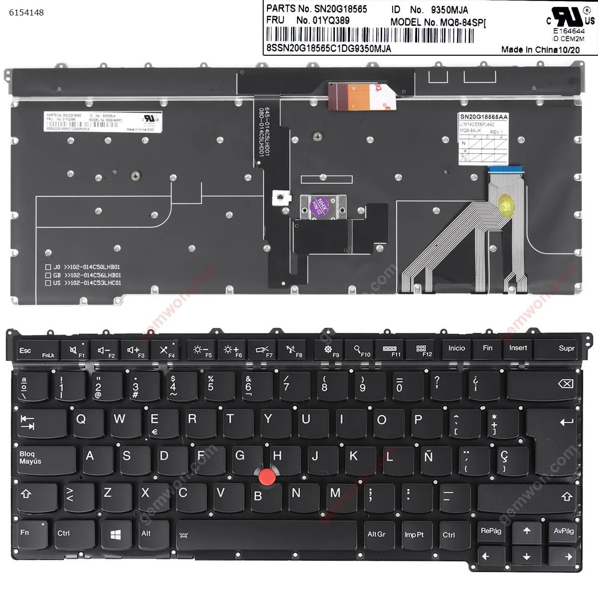 Picture of Lenovo ThinkPad X1 Carbon 3rd Gen 2015 20BS 20BT BLACK ( Backlit , with point stick ,For Win8) OEM
