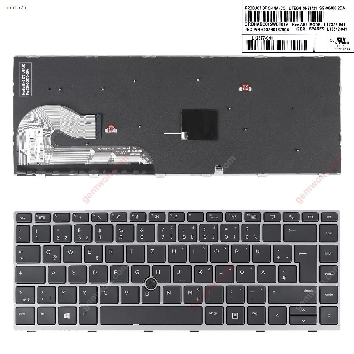 Picture of HP EliteBook 840 G5 846 G5 840 G6 SILVER FRAME BLACK （With Point Stick,Win8）