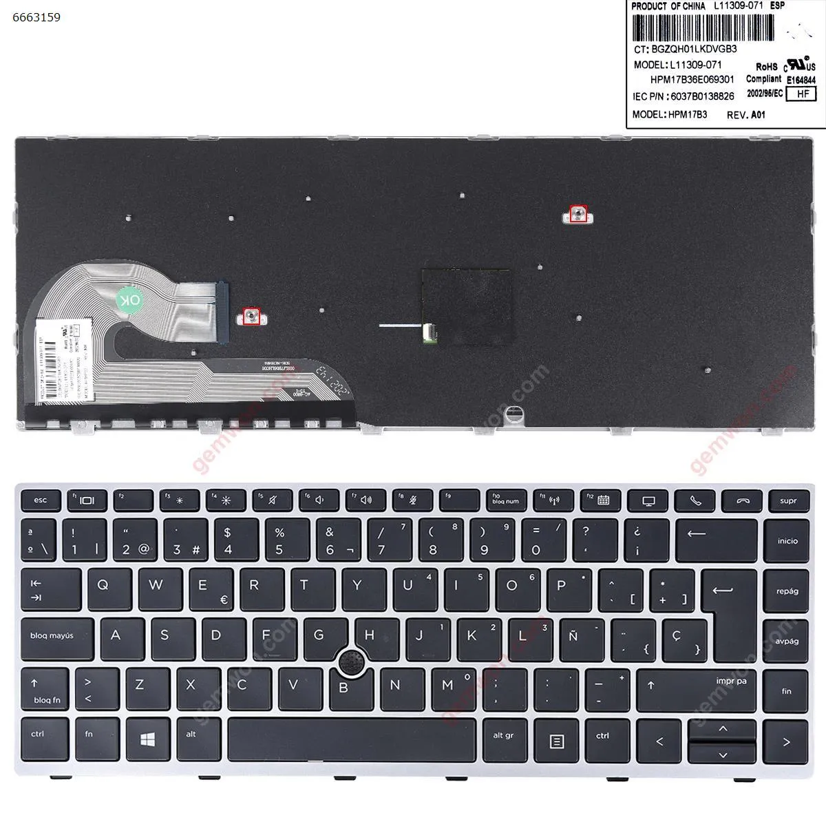 Picture of HP EliteBook 840 G5 846 G5 840 G6 SILVER FRAME BLACK （With Point Stick,Win8）