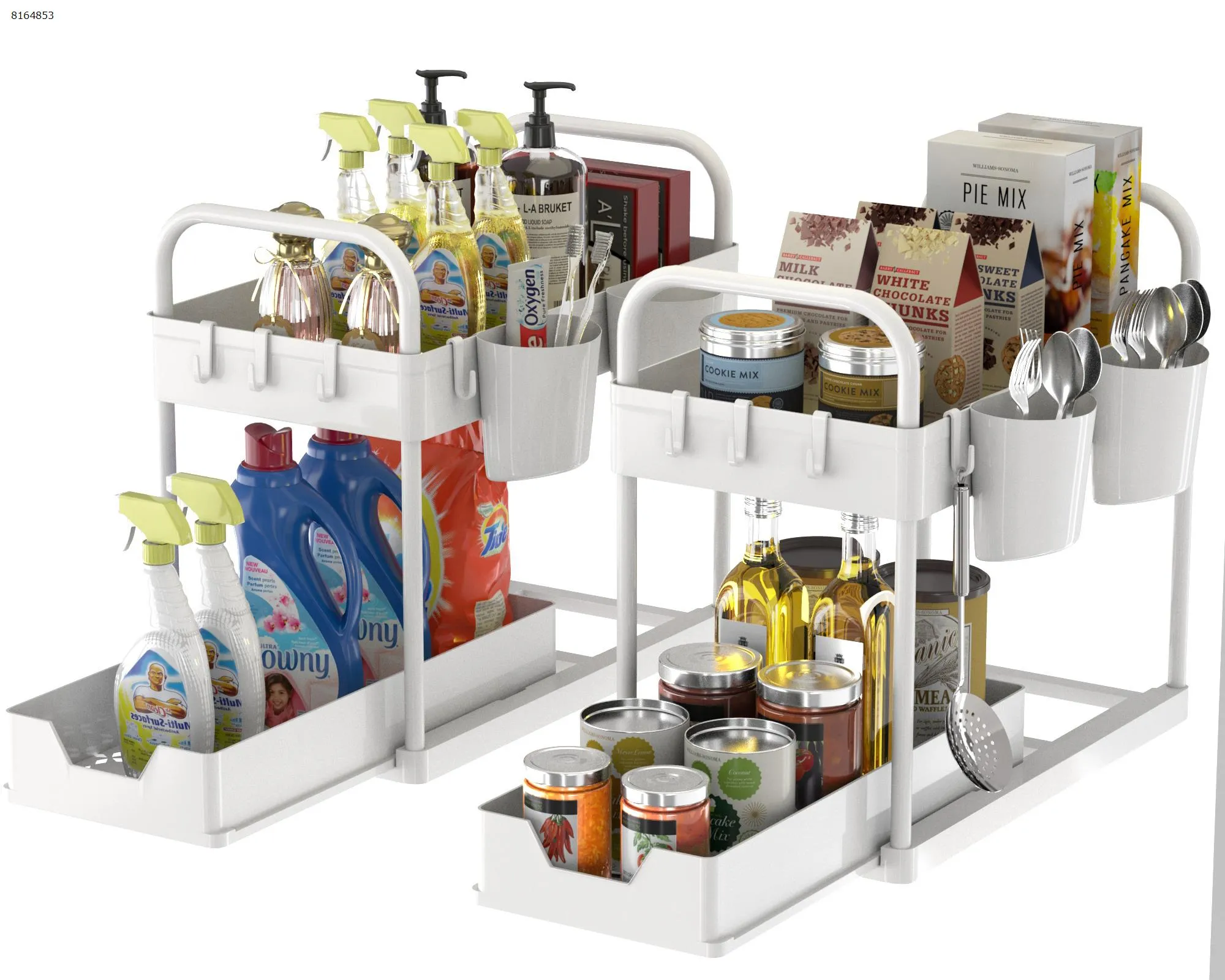 Picture of 2PS Under the Sink Shelf White Note: The accessories are eight hooks, four cups, four armrests (neutral packaging)