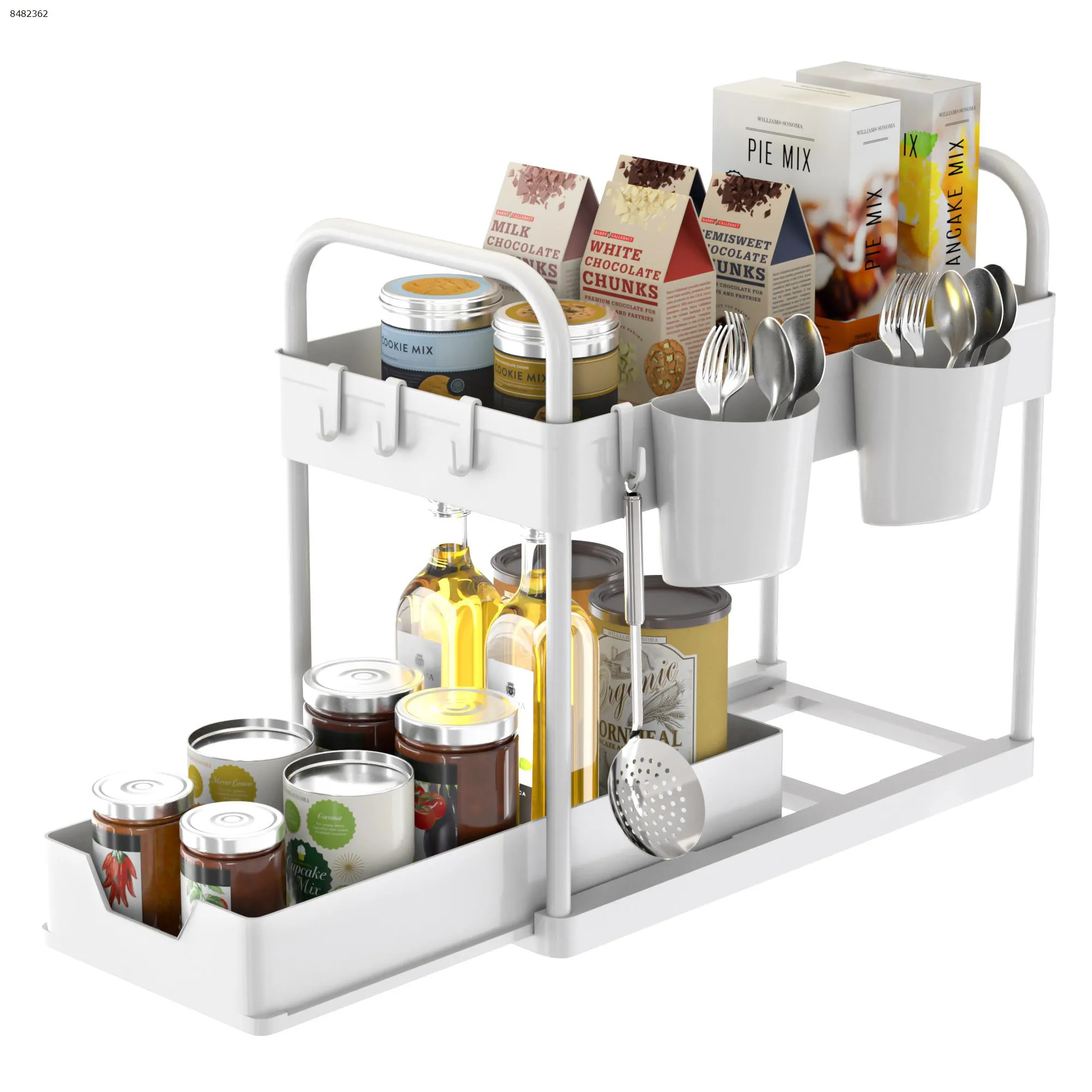 Picture of Under the sink shelf white Note: The accessories are four hooks, two cups, two armrests（Neutral packing）