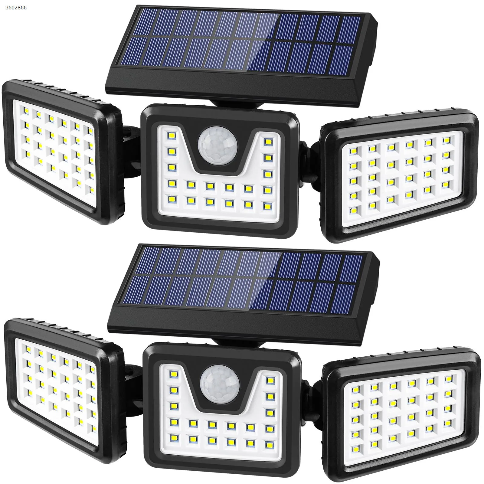 Picture of AIXPI  LED three-head rotatable outdoor waterproof human body induction courtyard solar wall lamp（70LED） (TWO PackS) 