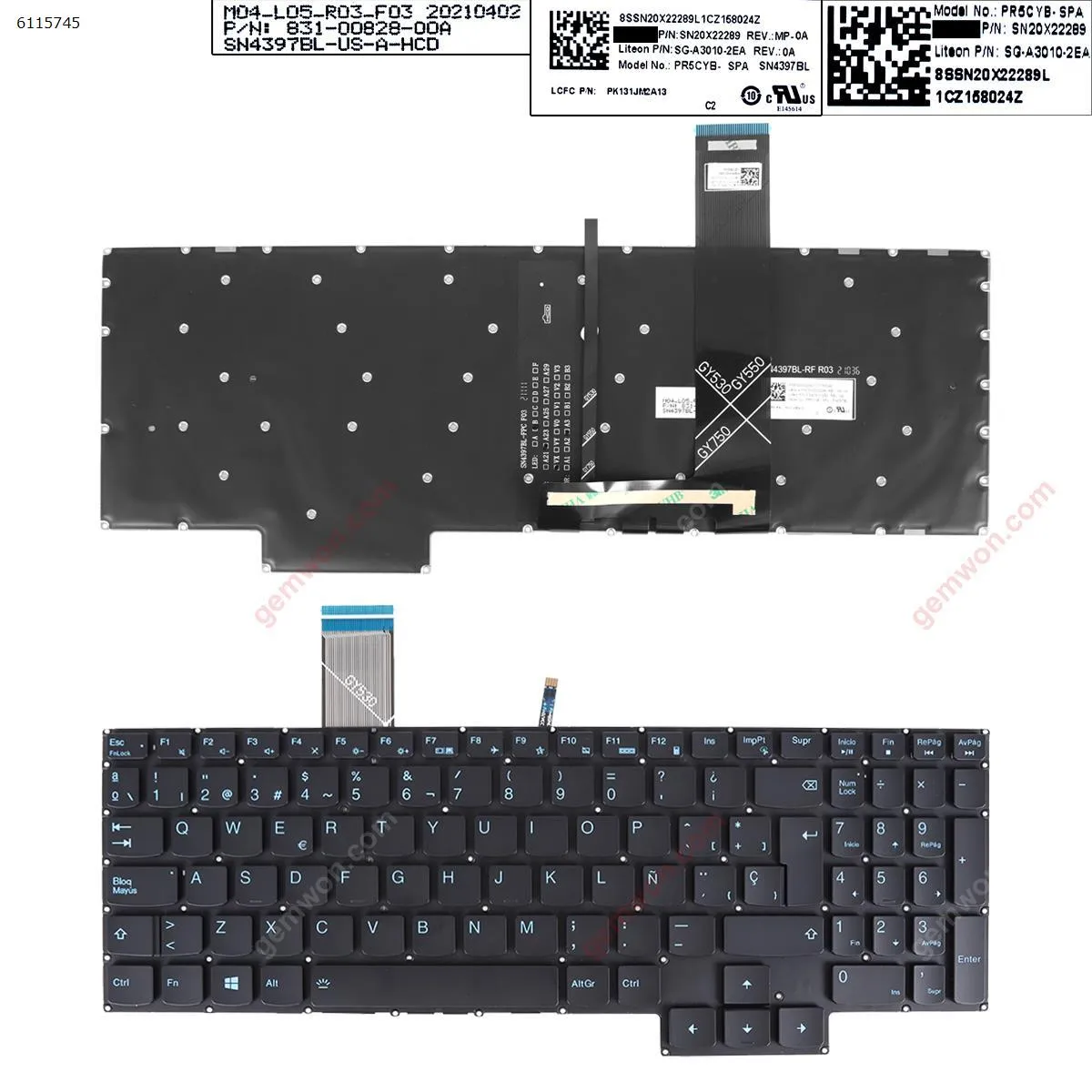 Picture of lenovo ideapad 3-15imh05 3-15arh05 3-15ach gy530 gy550 gy570 BLACK（(Backlit , BluePrinting Win8 )