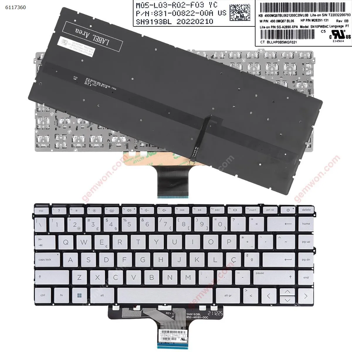 Picture of HP pavilion X360 14-DV 14-DW 14-DV0003TX SILVER（Backlit，Without FRAME）