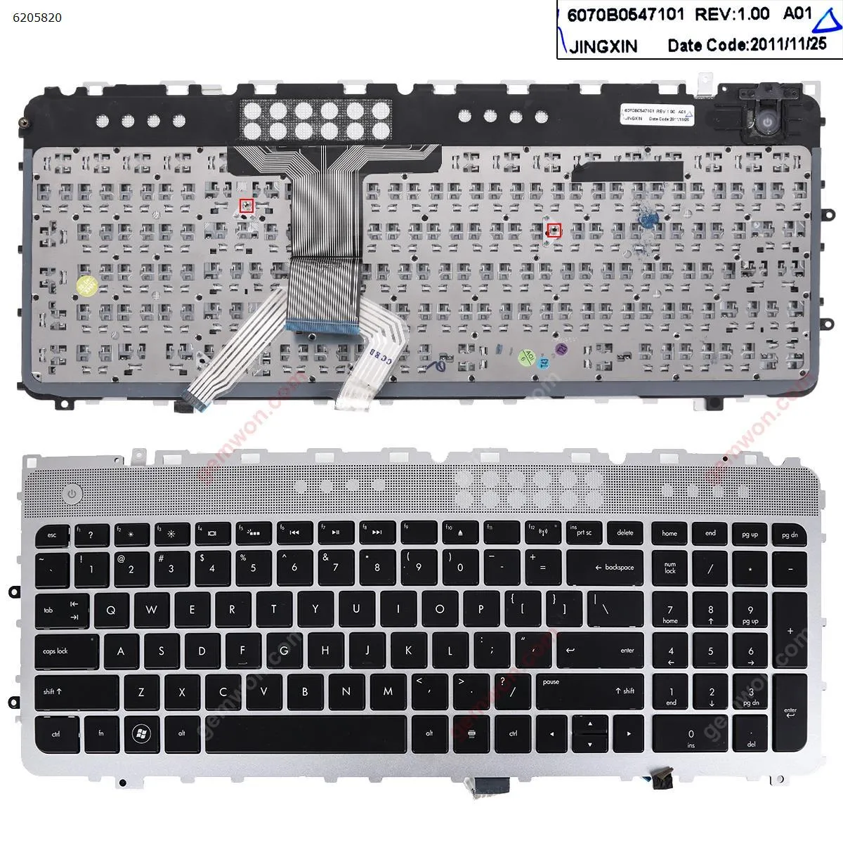 Picture of Laptop US keyboard for HP ENVY 17-3000 17-3200 17t-3000 17t-3200 Series SILVER FRAME BLACK (Backlit)