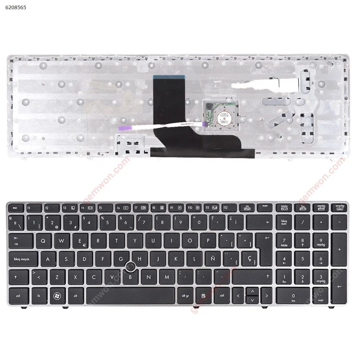 Picture of Laptop Spanish keyboard for HP ProBook 6560B/EliteBook 8570P 8560P SILVER FRAME BLACK(With Point stick )