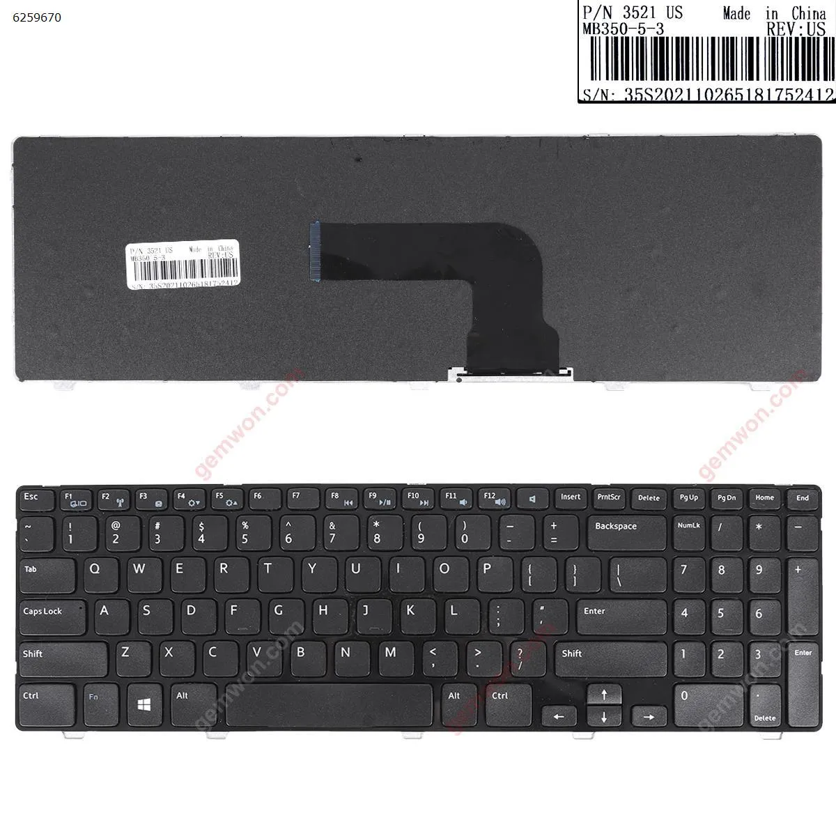 Picture of DELL Inspiron 15 3521 15R 5521 2521 GLOSSY FRAME BLACK WIN8(OEM)