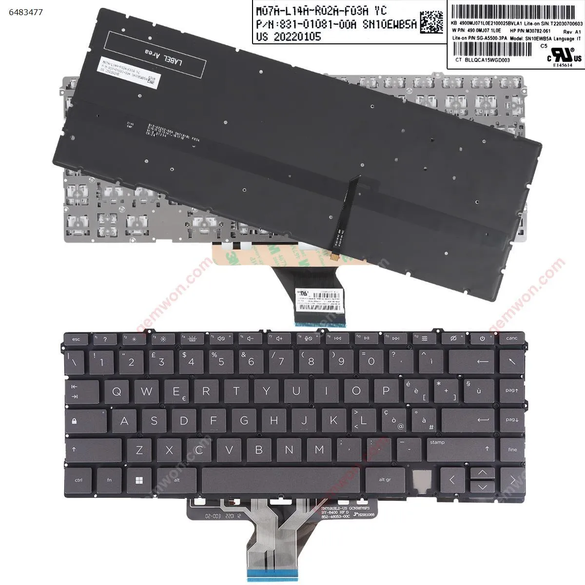 Picture of HP ENVY X360 Convertible 15-ES 15M-ES 15T-ES BLACK GRAY（Backlit，Without FRAME）