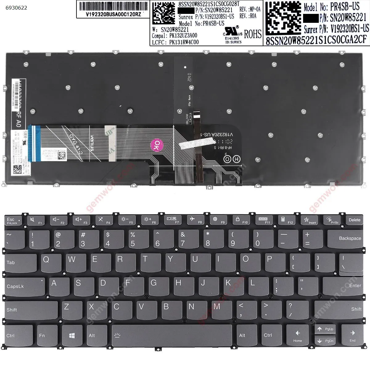 Picture of Lenovo IdeaPad Flex 5-14ALC05 5-14ARE05 5-14IIL05 5-14ITL05 GRAY （Backlit，Without FRAME）