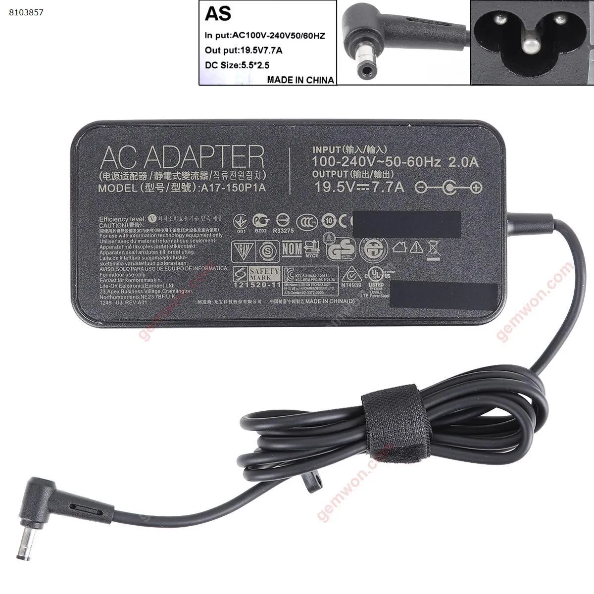 Picture of Asus 19.5V 7.7A 150W Φ5.5x2.5MM（High Copy）.