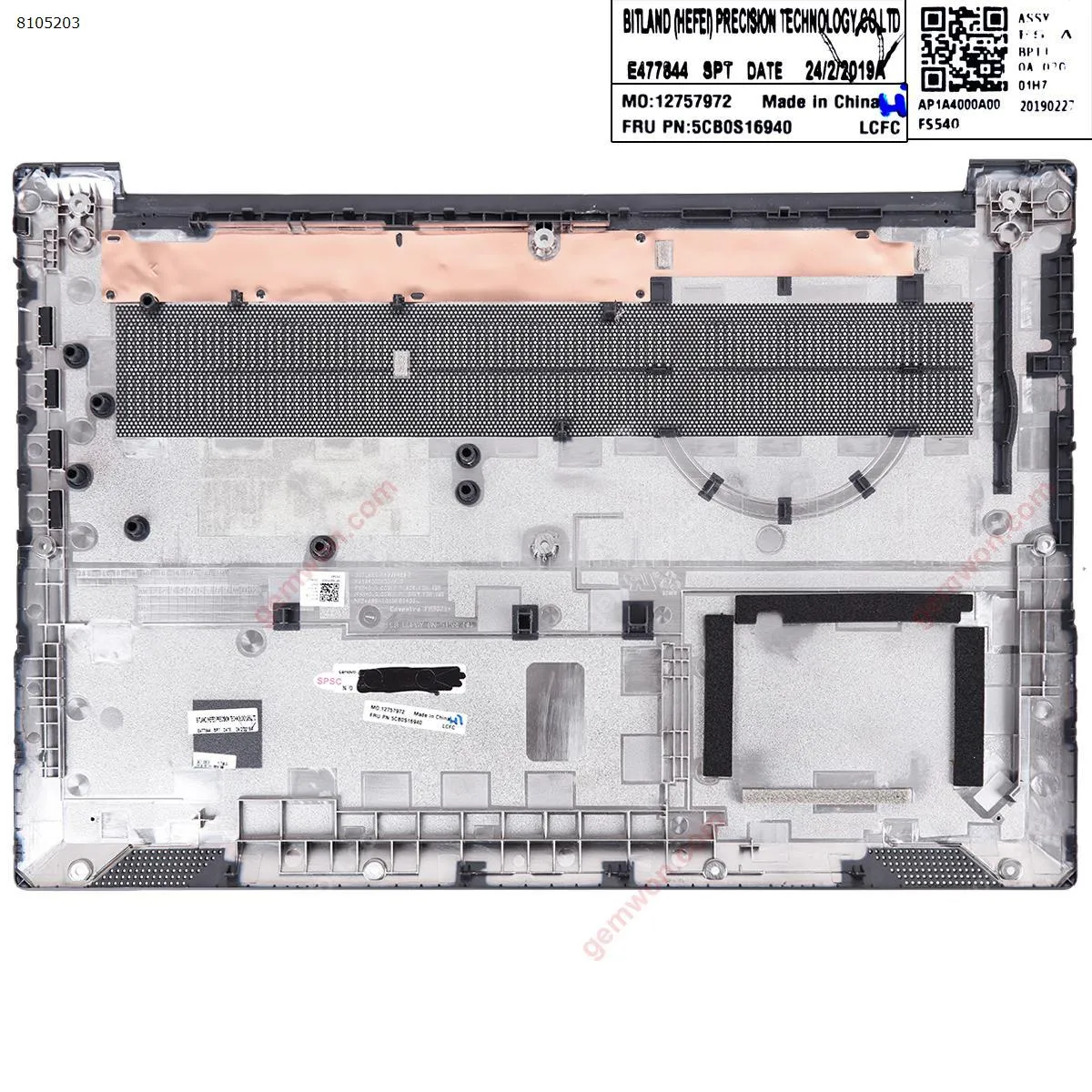Picture of Lenovo ideapad S145-15IWL 340C-15 Laptop Base Bottom Case Cover Black grey.