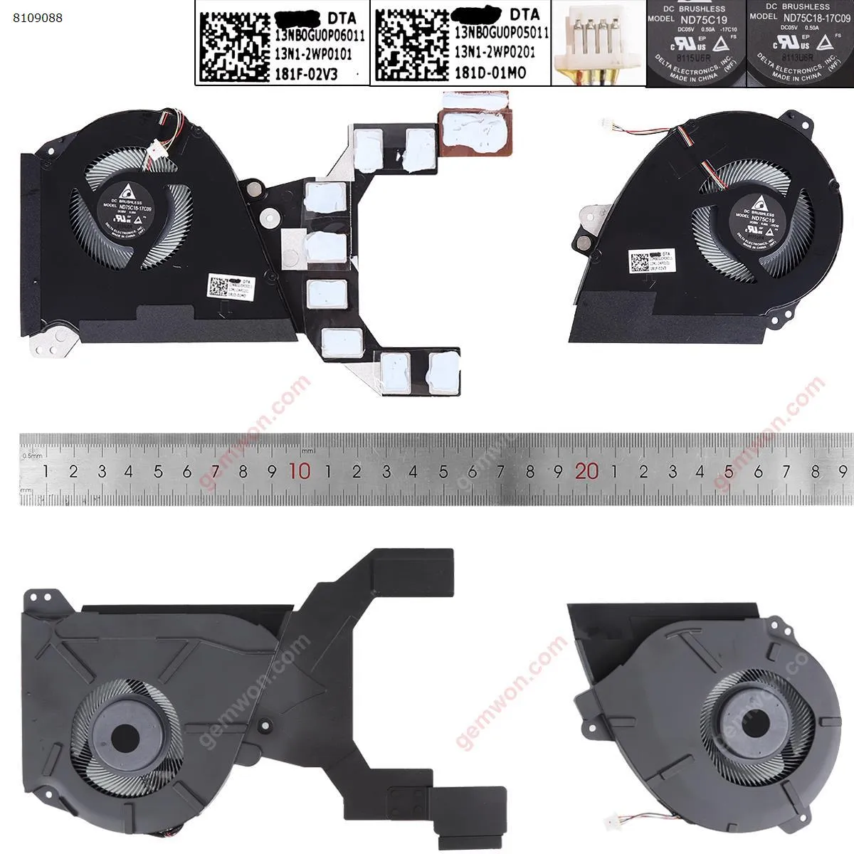 Picture of ASUS GX501 GX501V GX501VSK CPU Fan & GPU Fan ND75C19-17C10 ND75C18-17C09（ORG）.