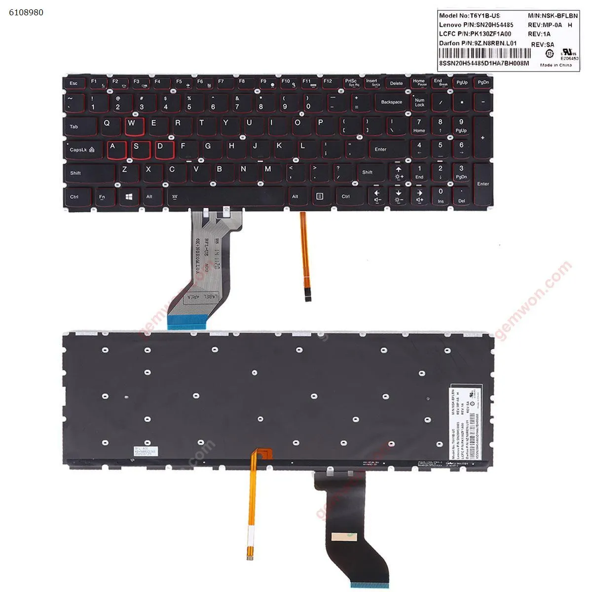 Picture of Lenovo Ideapad Y700-15 BLACK (Red side,Backlit,WIN8,without FRAME)