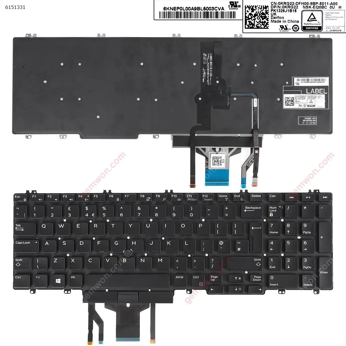 Picture of DELL Precision 7530 7730 E7530 M7530 7540 7740 BLACK（Backlit，With Point Stick ,Win8）