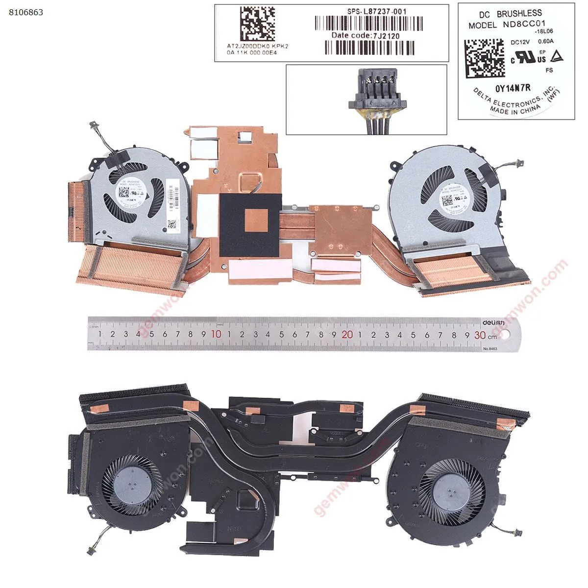 Picture of HP 15-DH TPN-C143 L87237-001 （fan+Heatsink）Version 2.