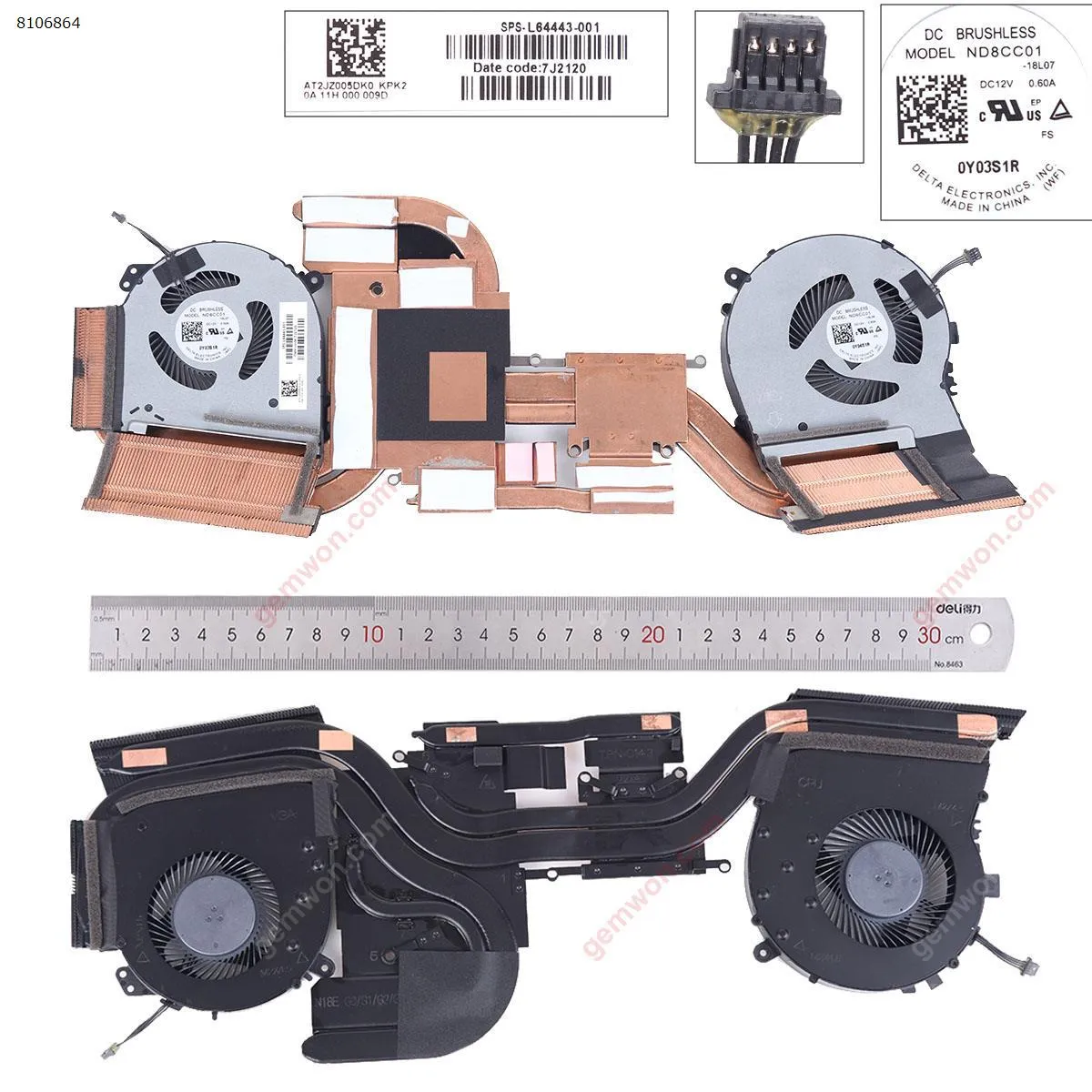 Picture of HP 15-DH TPN-C143 L64443-001 （fan+Heatsink） Version 1.