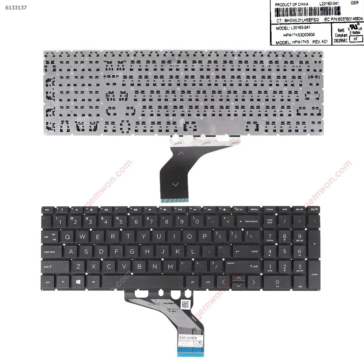 Picture of HP Pavilion 15-DA 250 255 G7 Gen7 BLACK (without backlit ，Small Enter   OEM WIN8) 