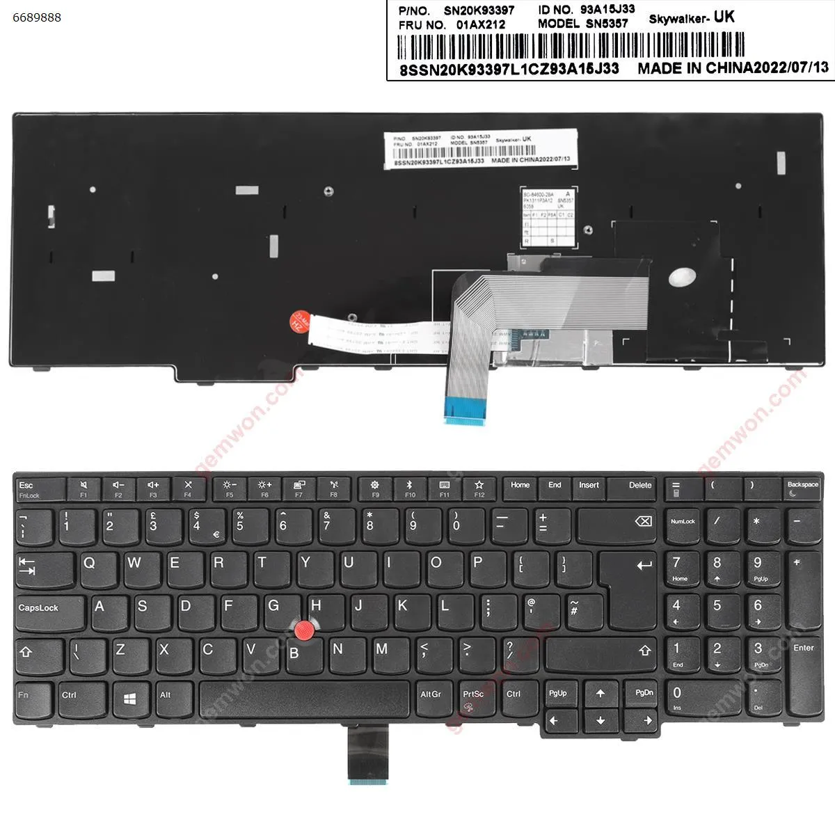 Picture of Thinkpad E570 E575 BLACK FRAME BLACK(With Point stick,Win8 ) OEM
