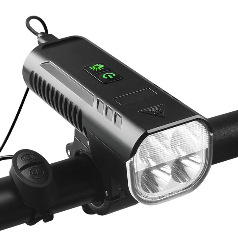 Mountain bike headlights USB charging horn headlights T6 power display mountain bike night riding lighting outdoor