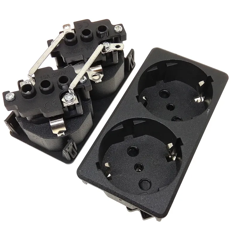 Picture of Duplex 2 Way Schuko Type F Surface Panel Mount Power Socket Receptacle AC250V 16A