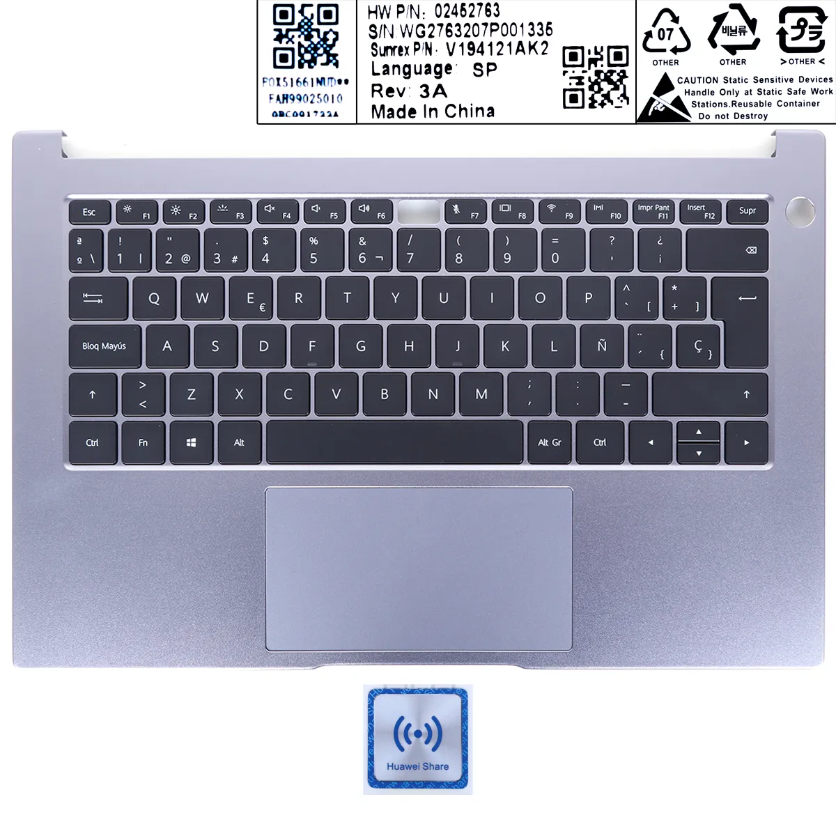 Picture of HONOW MAGICBOOK 14 NBB-WAHP9 W29 Laptop Palmrest SP Keyboard with Touchpard backlit