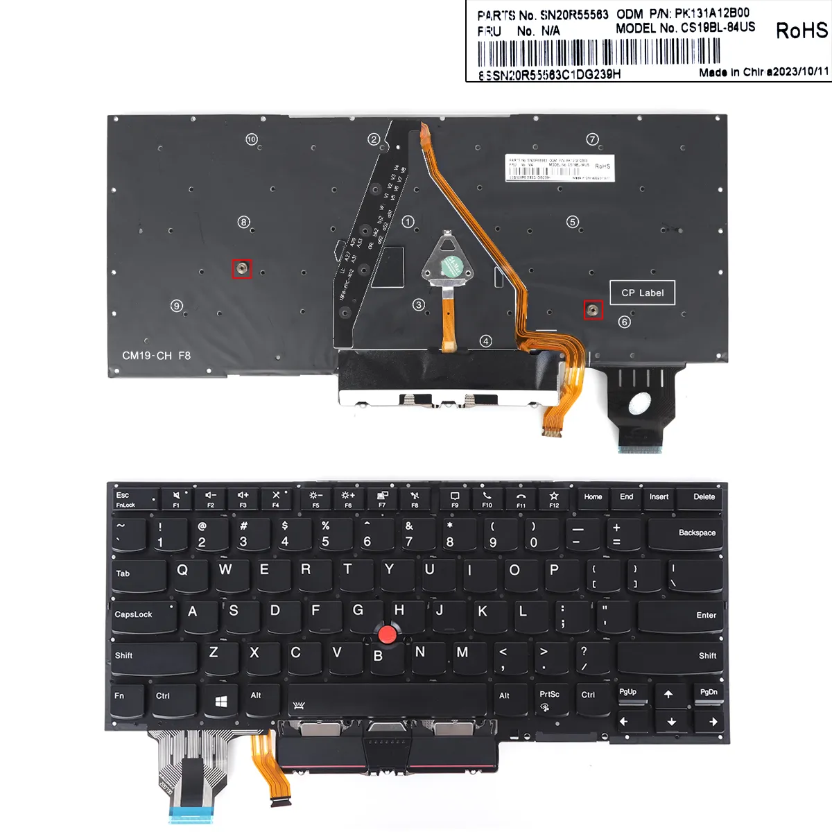 Picture of  Lenovo ThinkPad X1 Carbon 8th Gen 2020 Keyboard US Backlit