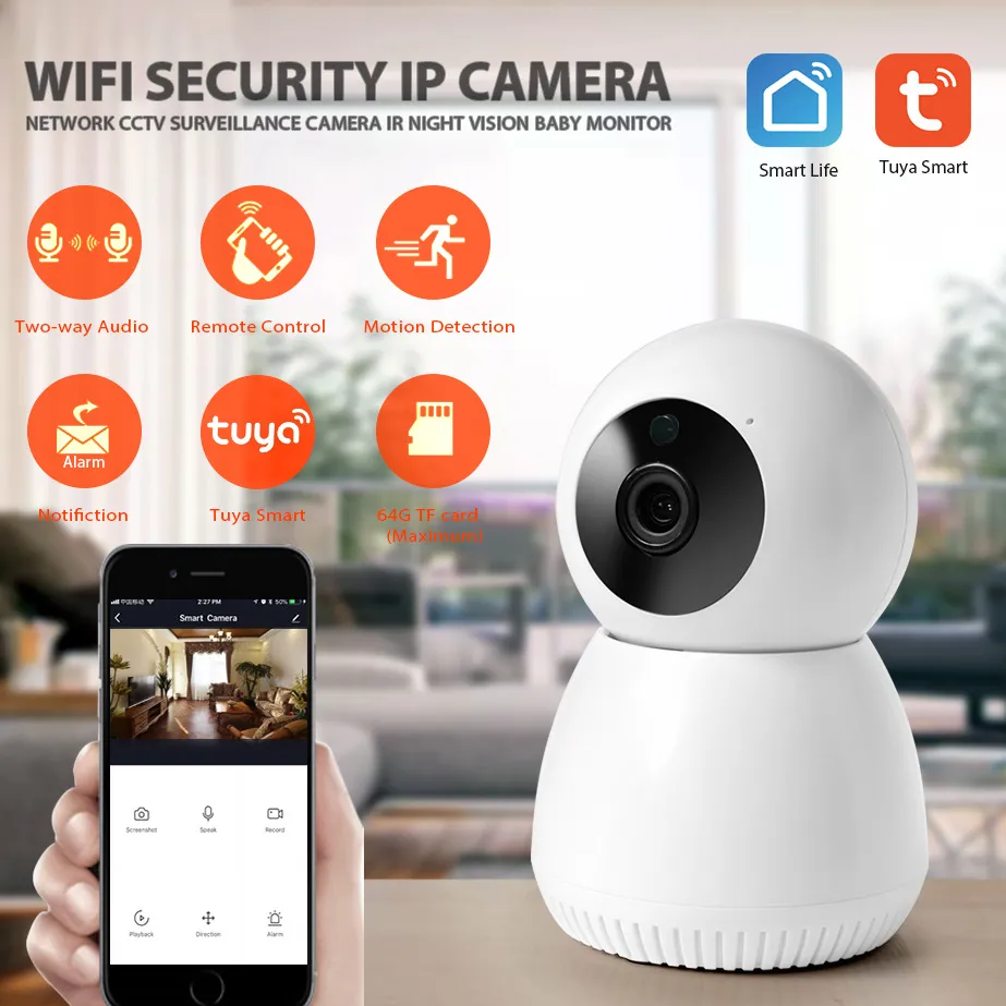 Picture of 2 million pixel smart camera TUYA wireless smart home Snow man HD waterproof network fixed camera support two-way voice intercom, alarm push, Pinion control, mobile real-time video