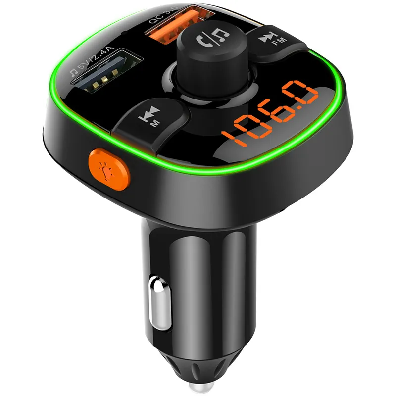 Picture of Car Bluetooth FM transmitter Car MP3 player QC3.0 Fast charge Bluetooth V5.0 support U disk TF card music playback