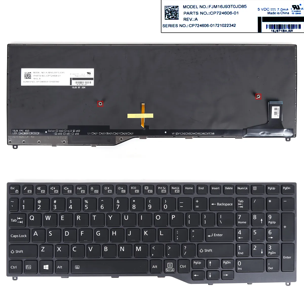 Picture of FUJITSU LIFEBOOK U757 U758 U759 E558 E559 E458 E459 GRAY（backlit WIN8)
