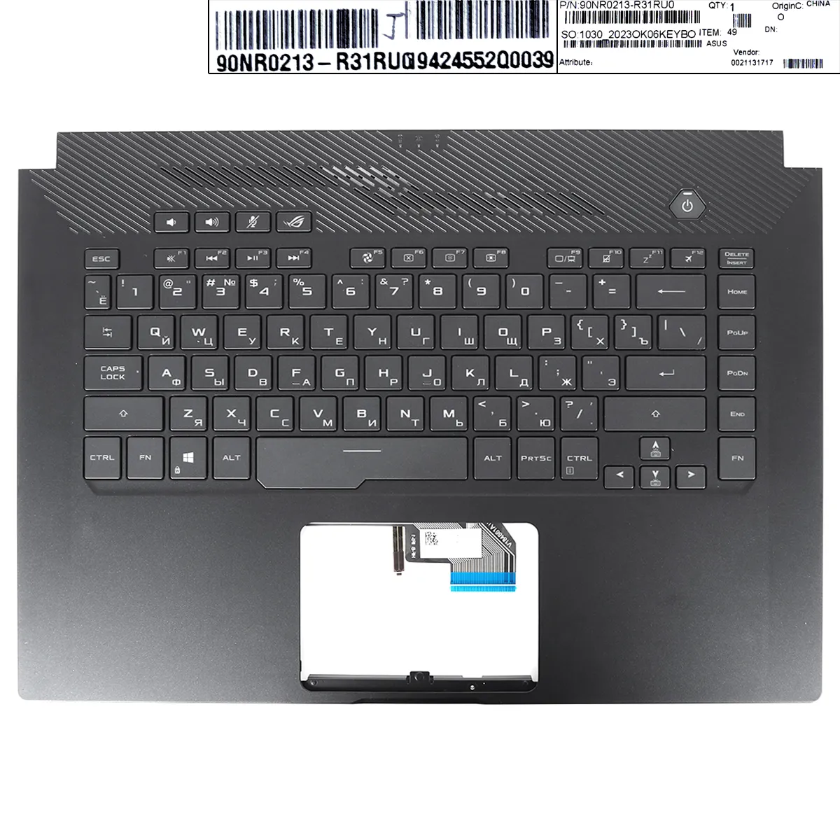 Picture of ASUS GU502DU-4A Upper Case Palmrest with RU Keyboard(BL_WHITE)