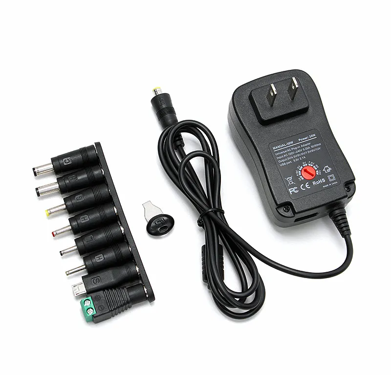Picture of 30W multi-function charger adjustable 3-12V power adapter comes with (8 heads) compatible with various device power supply specifications