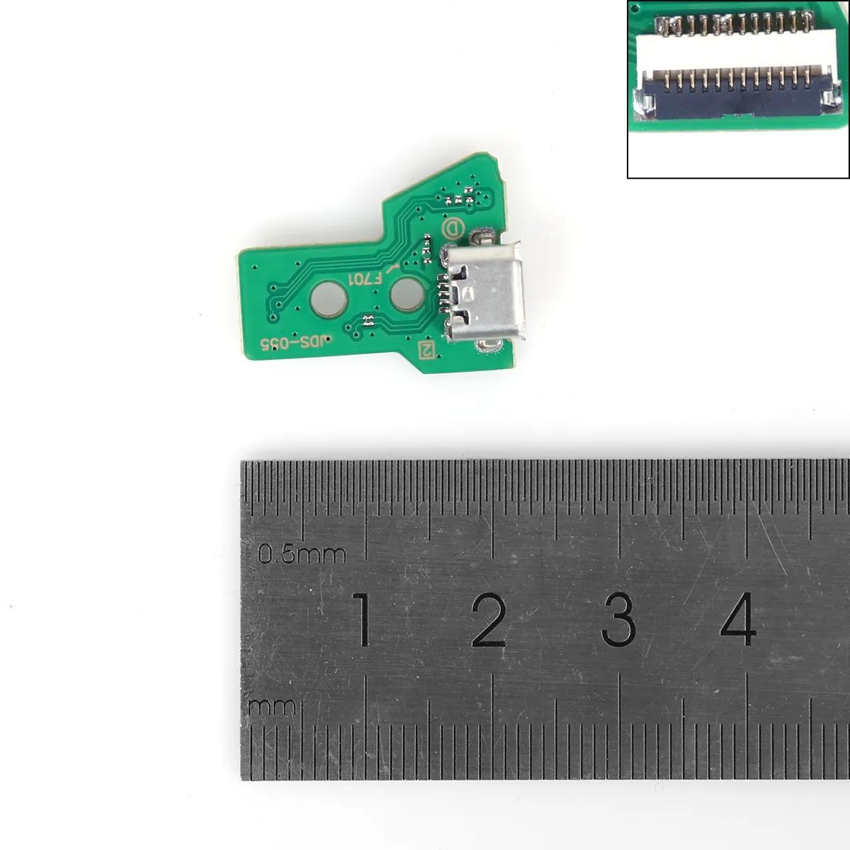 Picture of JDS-055 USB Charging Port Socket Board 12 pin flex ribbon cable with PCB Board micro USB For PS4 Controller