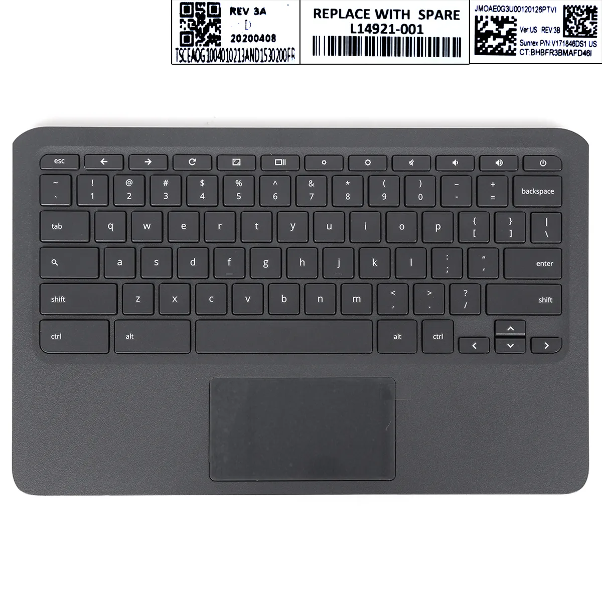 Picture of HP Chromebook 11 G6 EE palmres with US Keyboard case Upper cover BLACK （with touchpad）