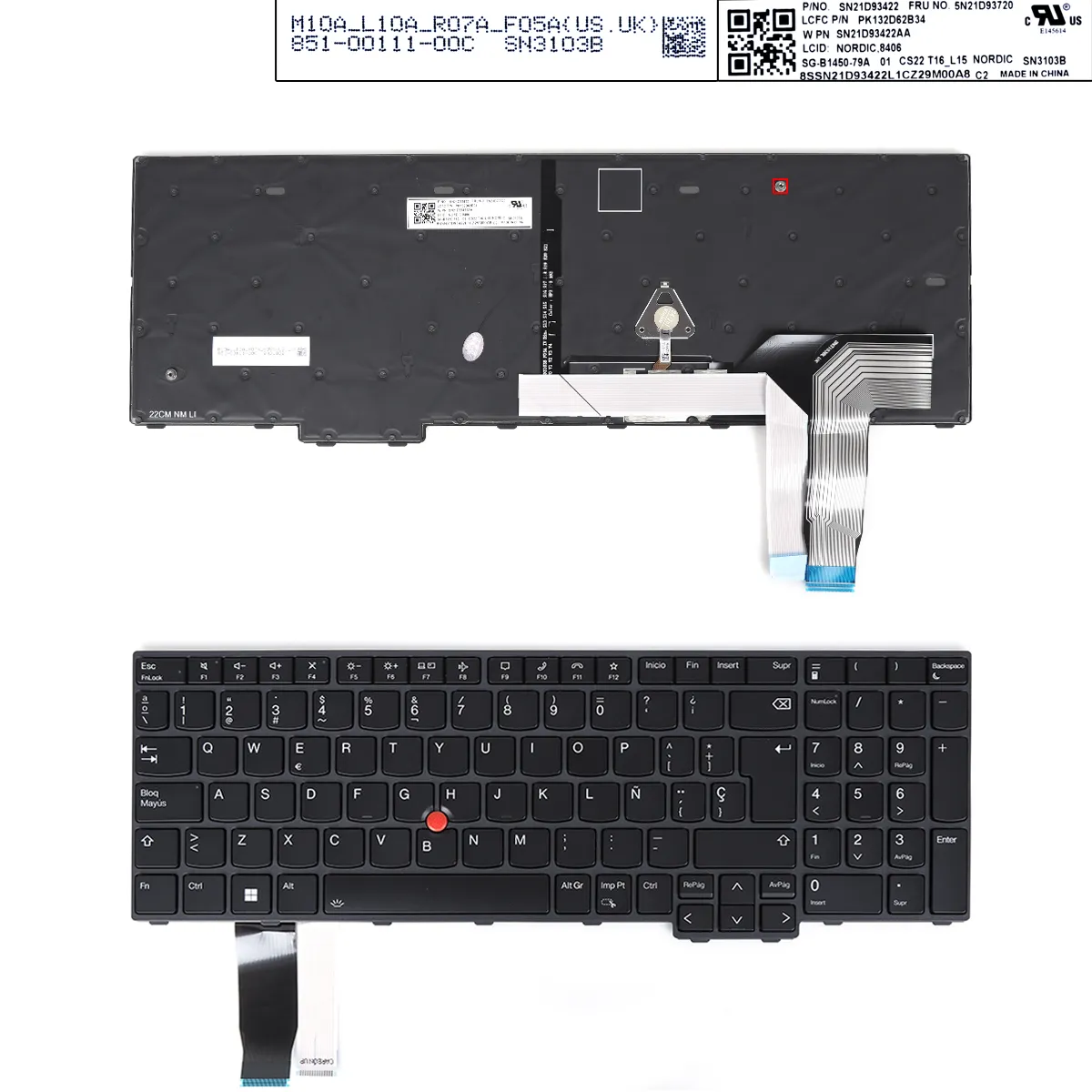 Picture of LENOVO   L15 GEN3  T16 P16S GEN1  backlight, black key grey frame